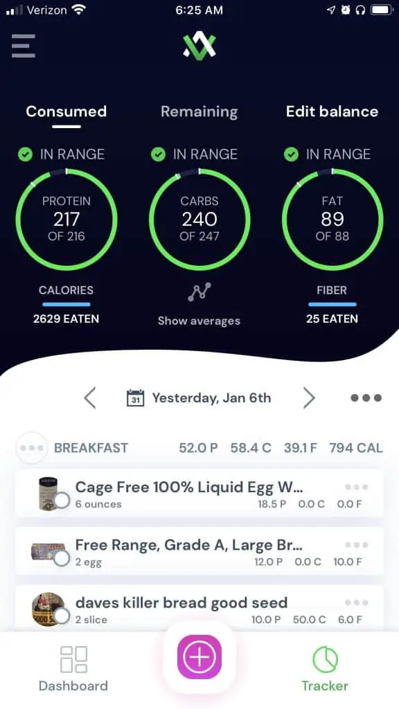avatar nutrition app screenshot