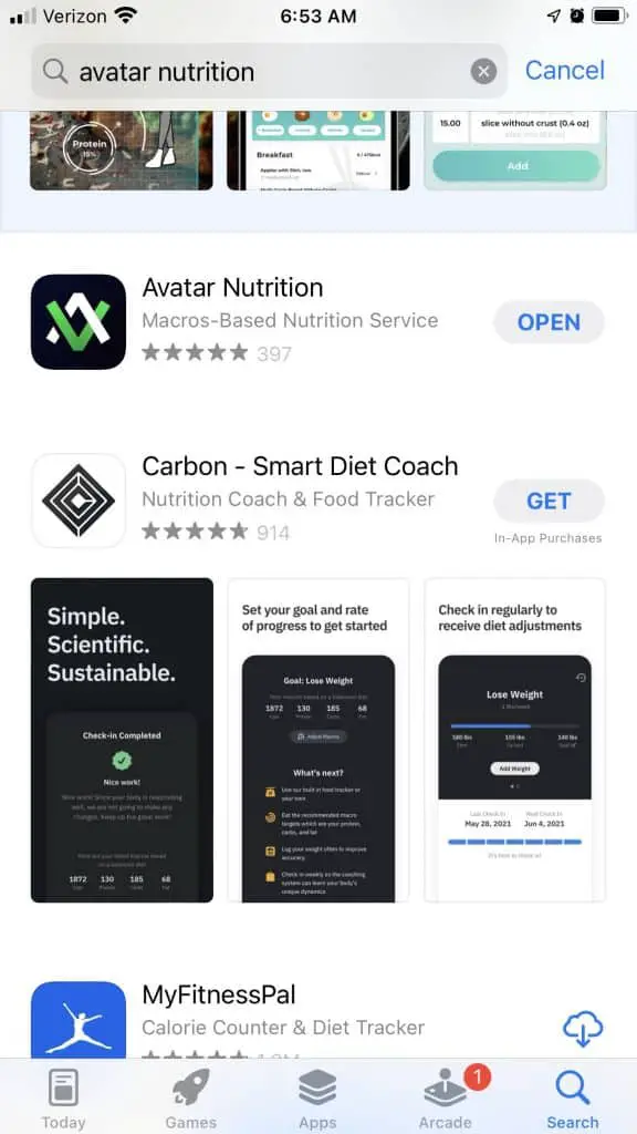 avatar nutrition ios app